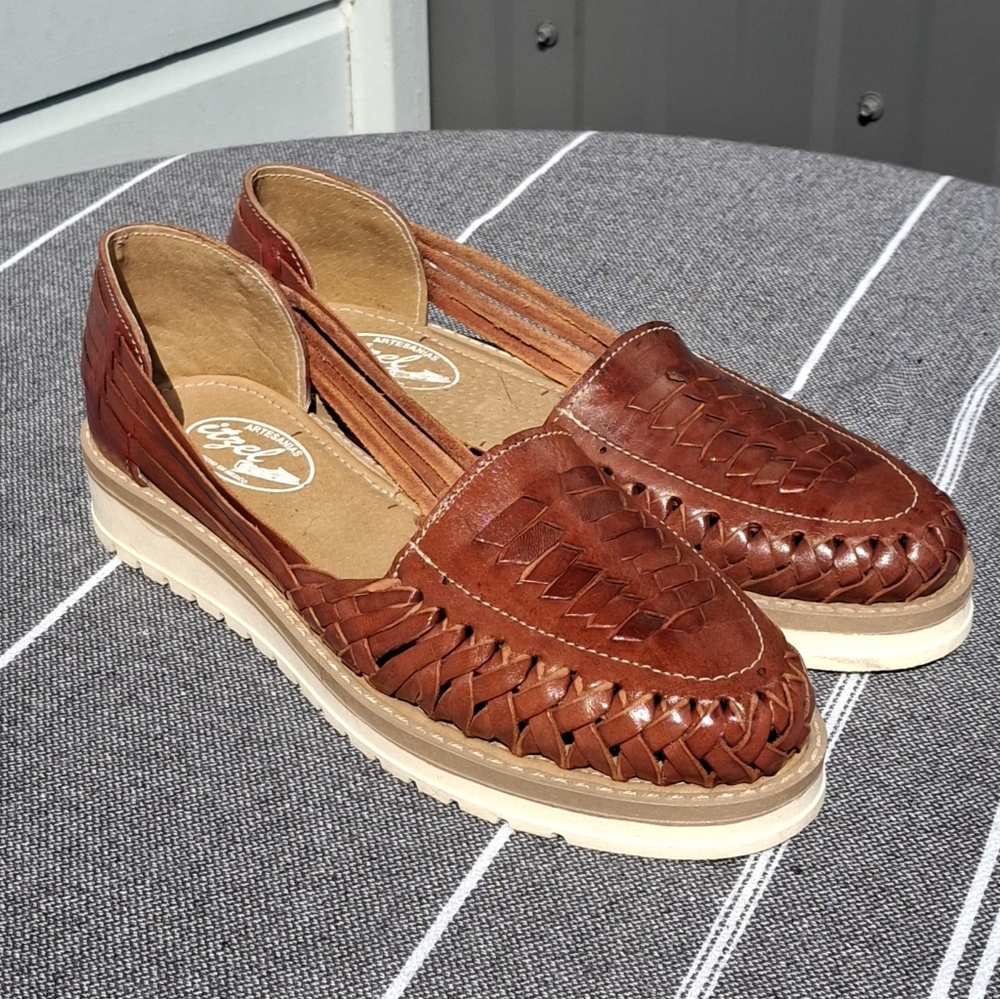 Itzel Huarache Made In Mexico Leather Shoes Size 9.5